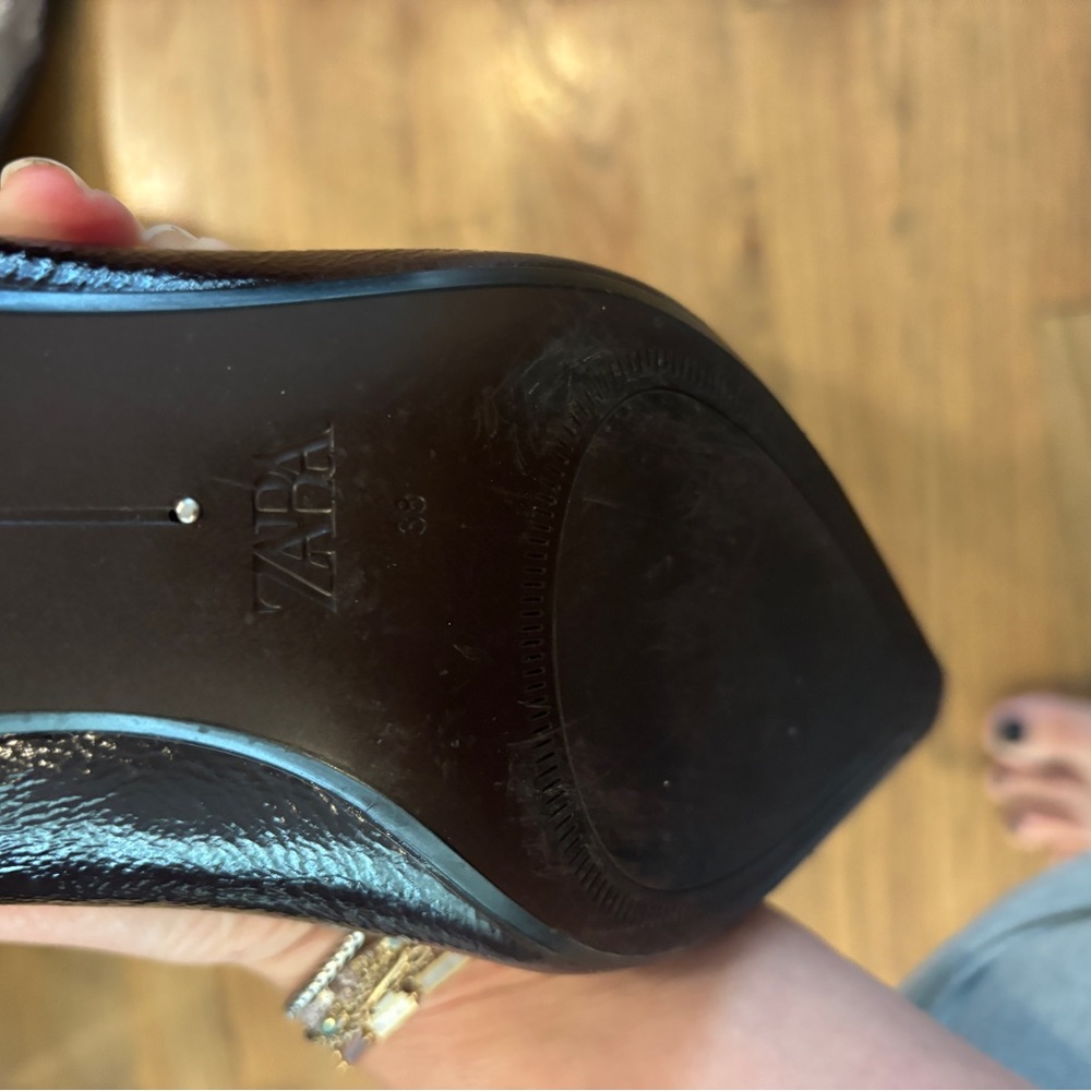 Zara Patent Naplak Burgudny Heeled Boots - Picture 3 of 5